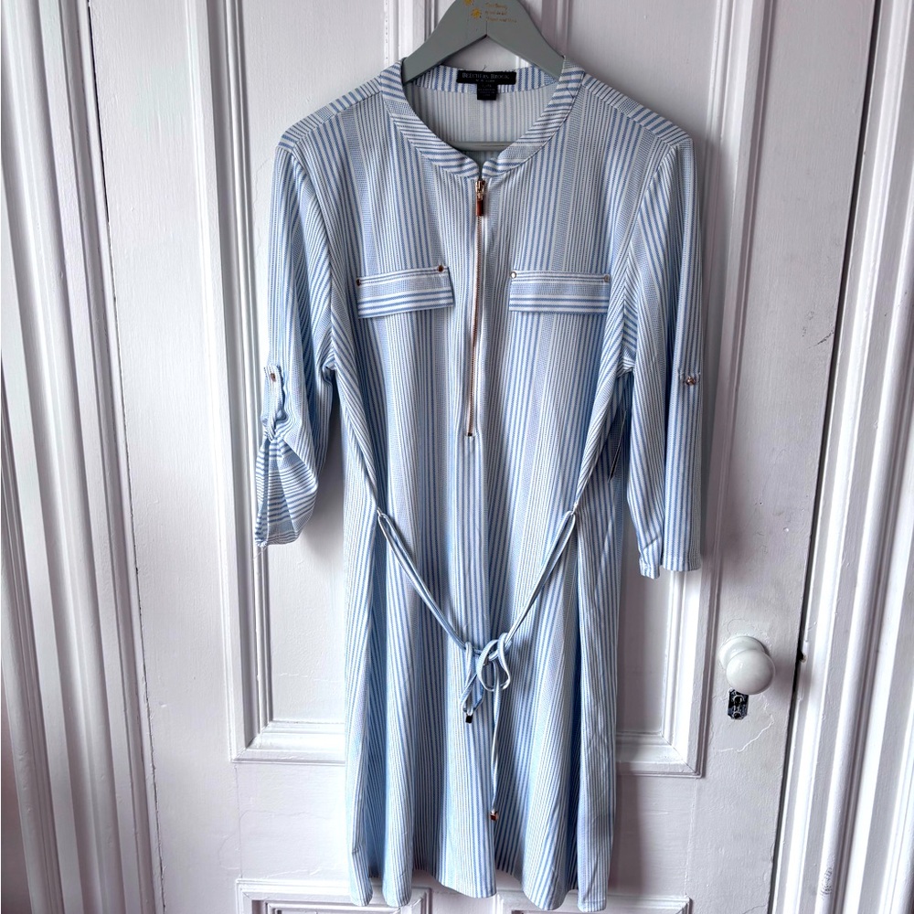 Women’s Beechers Brook New York NWT Blue&White Stripe Zip Front Tie Waist SizeXL